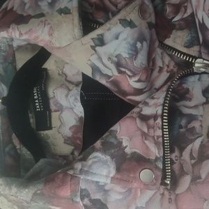 Zara basics floral moto jacket